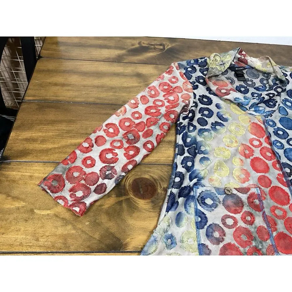 Ali Miles Embroidered Tunic Top Small Rainbow Wearable Art Boho - Picture 5 of 12